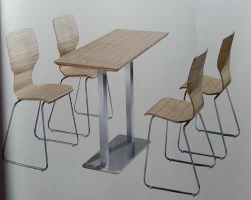 4人分體曲（qǔ）木椅（yǐ）防火（huǒ）板餐桌 (4)