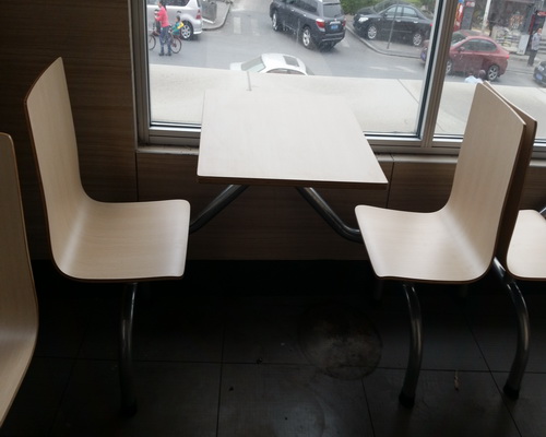 2人連體曲（qǔ）木椅防火板餐桌