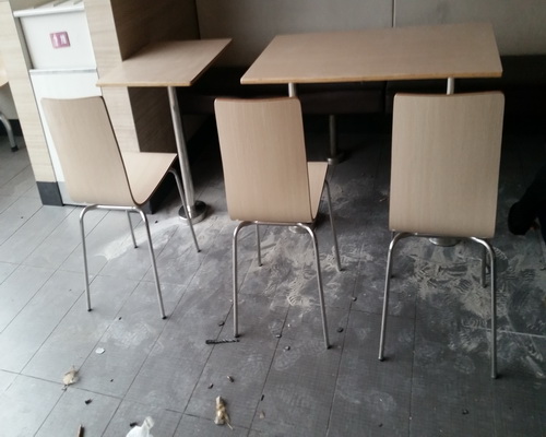 固定分體曲木椅防火板餐桌（zhuō）