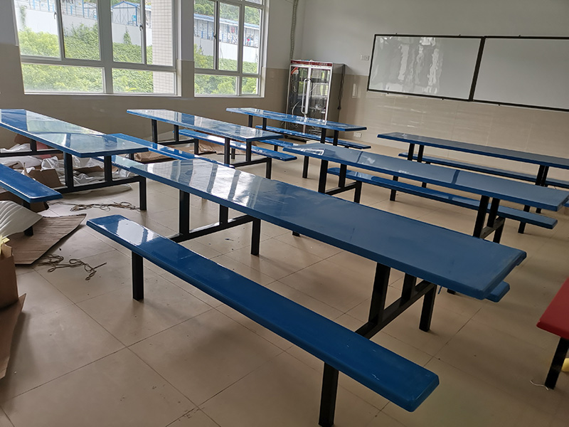 10人位長條玻璃鋼餐桌椅